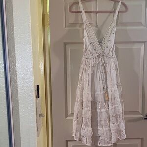 NWOT Ananta Elegant White Ruffle Midi Dress, Size X/XL